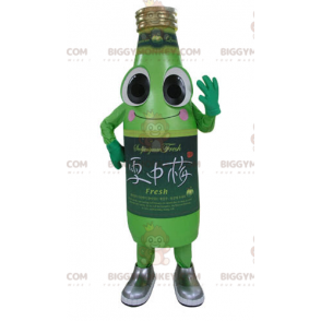 Zabawny kostium maskotki uśmiechającej się zielonej butelki