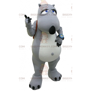 BIGGYMONKEY™ Grau-weißes Bären-Maskottchen-Kostüm mit