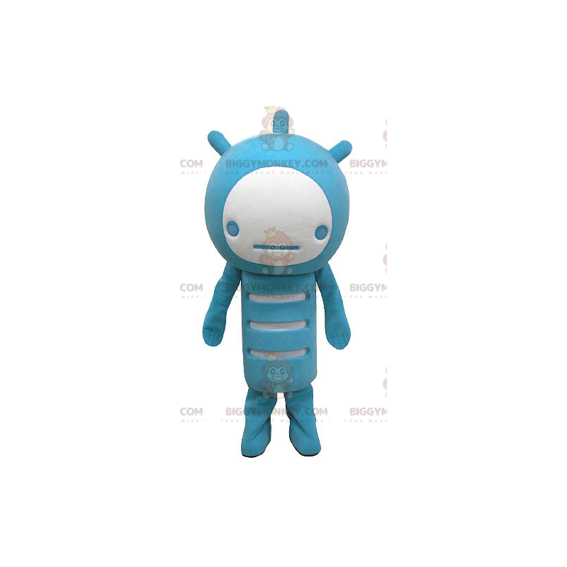 Kostým modrobílého sněhuláka BIGGYMONKEY™ maskota –