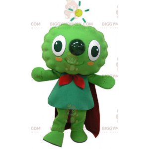 BIGGYMONKEY™ Mascottekostuum Zeer lachende groene man met cape