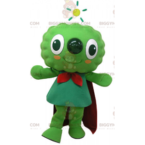 BIGGYMONKEY™ maskotkostume Meget smilende grøn mand med kappe -