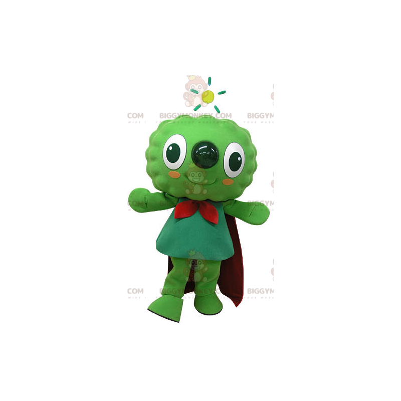 BIGGYMONKEY™ Mascot Costume Very Smiling Green Man With Cape -