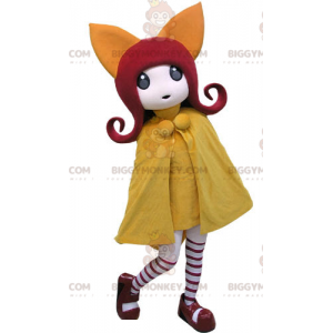 BIGGYMONKEY™ Mascot Costume Red Hair Girl With Yellow Coat –