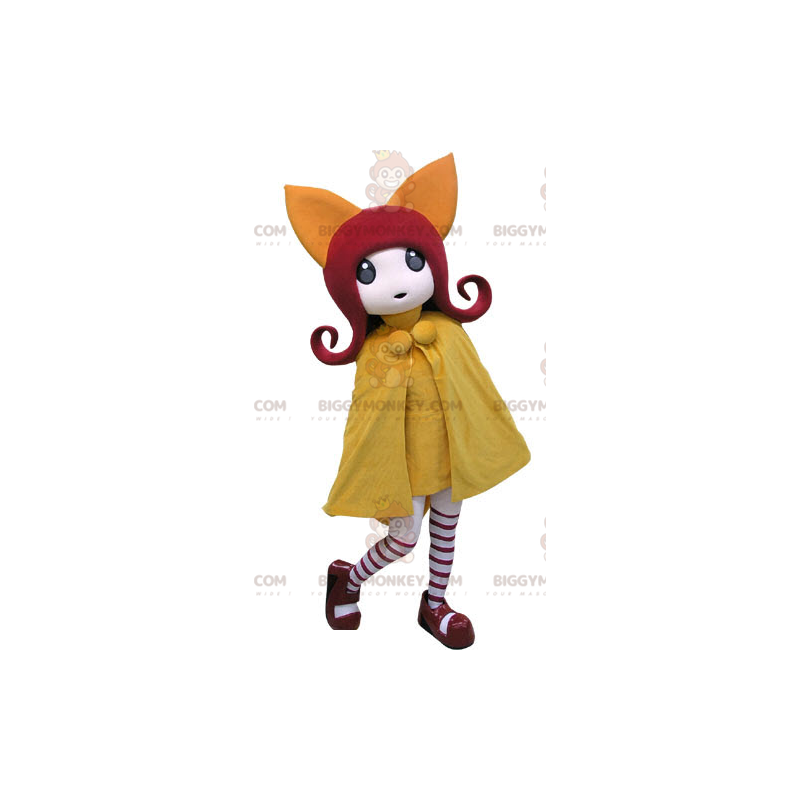 BIGGYMONKEY™ Mascot Costume Red Hair Girl With Yellow Coat –