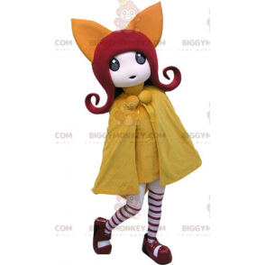 BIGGYMONKEY™ Mascot Costume Red Hair Girl With Yellow Coat –