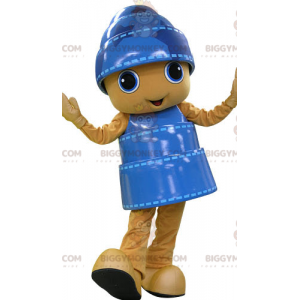 Costume de mascotte BIGGYMONKEY™ de bonhomme jaune et bleu très