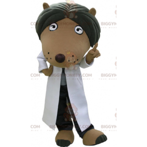 BIGGYMONKEY™ Mascot Costume Brown and Black Dog Dressed in