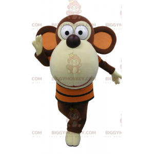 Disfraz de mascota BIGGYMONKEY™ Mono marrón y blanco con cabeza