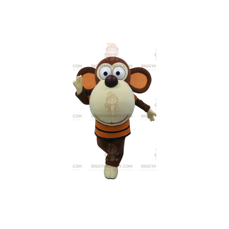 BIGGYMONKEY™ maskotkostume Brun og hvid abe med stort hoved -