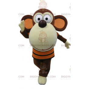 BIGGYMONKEY™ Mascottekostuum Bruine en witte aap met groot