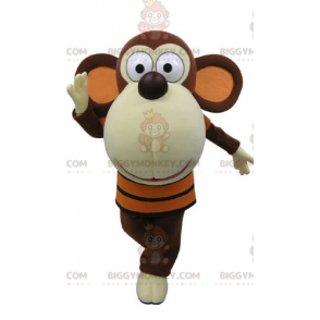 BIGGYMONKEY™ maskotkostume Brun og hvid abe med stort hoved -