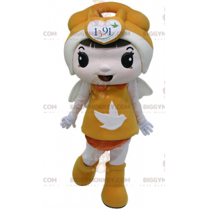 BIGGYMONKEY™ Mascot Costume Girl Dress Up Orange With Wings -