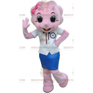 Costume de mascotte BIGGYMONKEY™ de rhinocéros rose habillé en