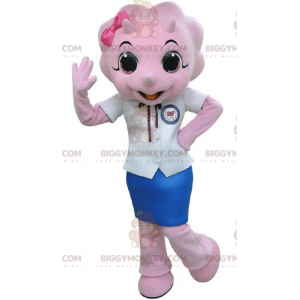 Fantasia de mascote BIGGYMONKEY™ saia rinoceronte rosa –