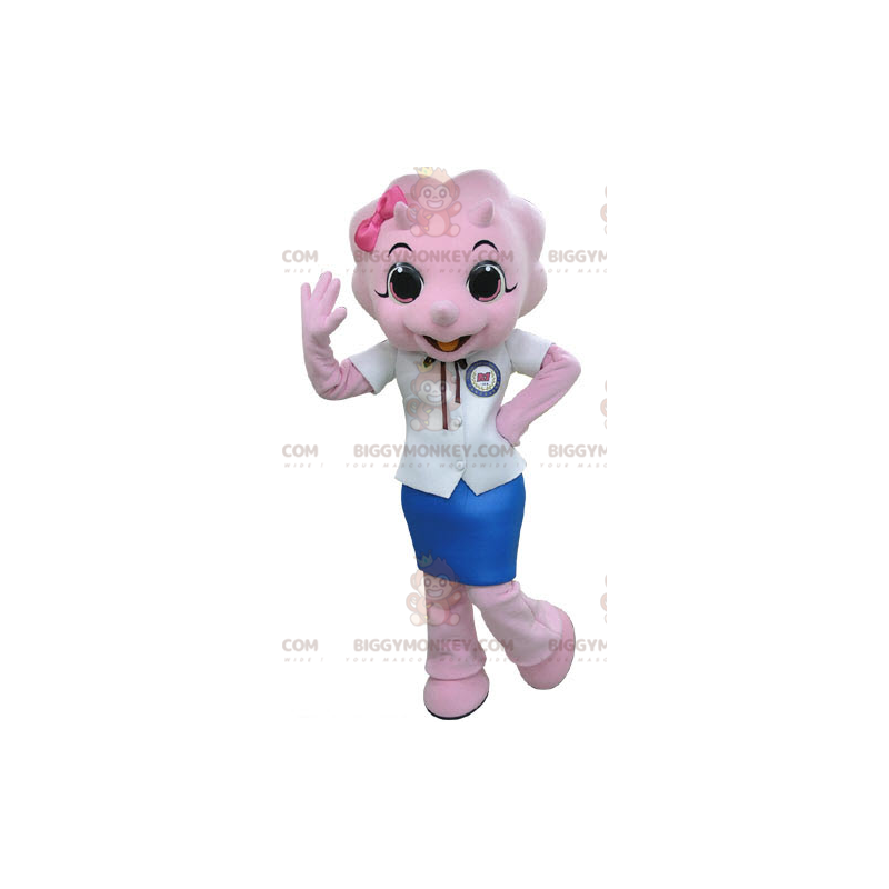 BIGGYMONKEY™ mascottekostuum roze neushoorn verkleed rokje -