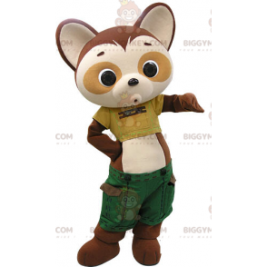 Costume de mascotte BIGGYMONKEY™ de panda marron et beige