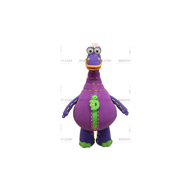 Costume de mascotte BIGGYMONKEY™ de dinosaure violet et vert.