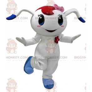 Costume de mascotte BIGGYMONKEY™ de lapin blanc et bleu avec un