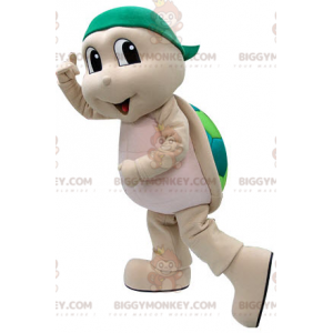 Costume de mascotte BIGGYMONKEY™ de tortue beige et verte.