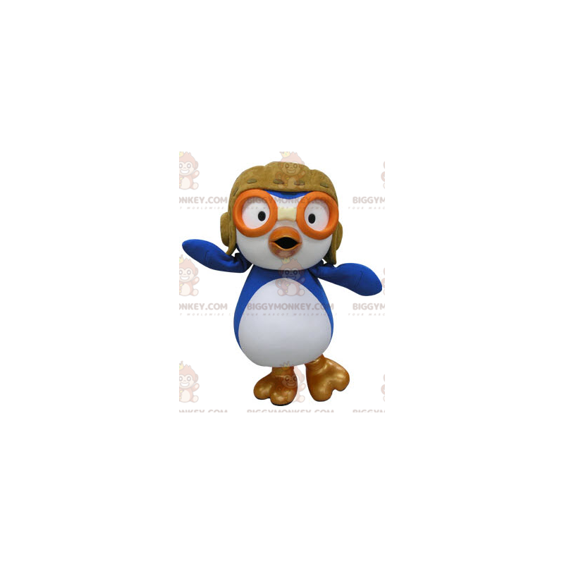 Blue and White Bird BIGGYMONKEY™ Mascot Costume in Aviator