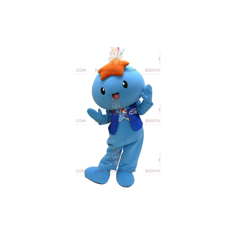 Traje de Mascote BIGGYMONKEY™ Boneco de Neve Azul com Estrela