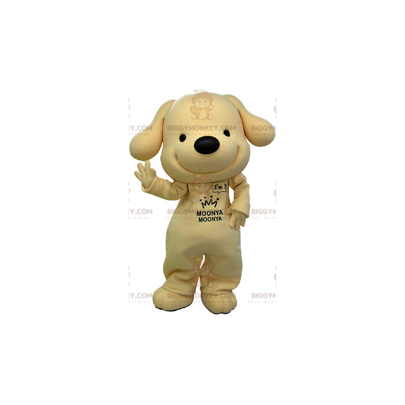 Traje de mascote BIGGYMONKEY™ de cachorro amarelo e preto muito