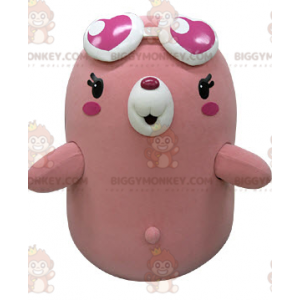BIGGYMONKEY™ maskotkostume Pink og hvid bjørn med hjerteformede