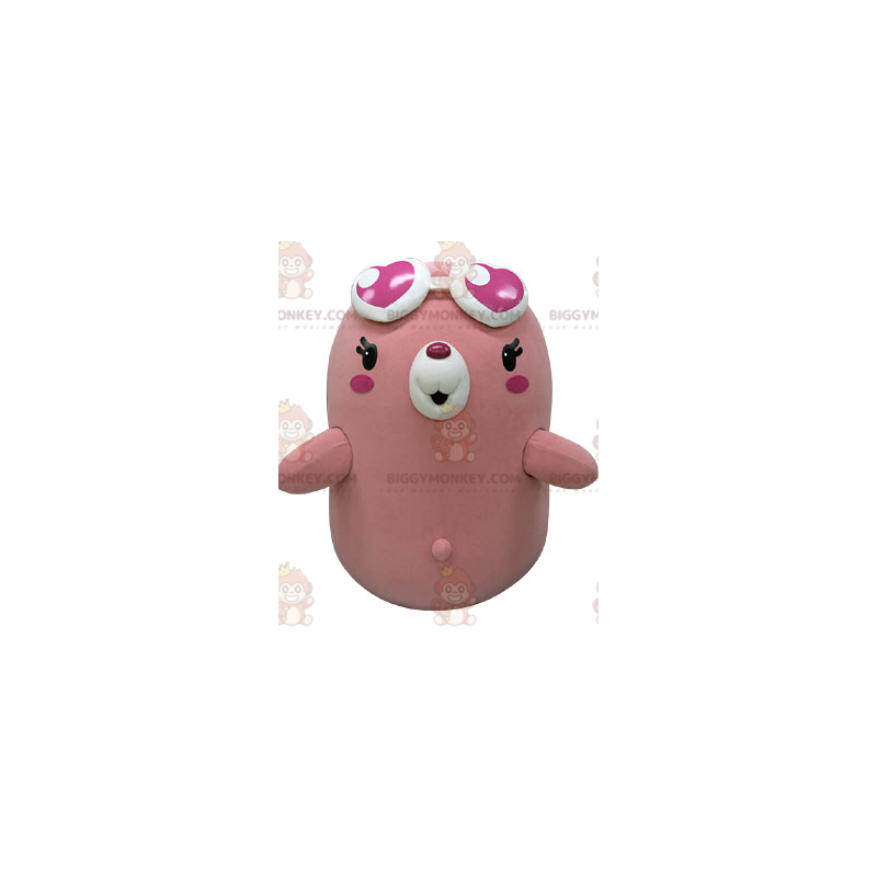 BIGGYMONKEY™ Costume da mascotte Orso rosa e bianco con