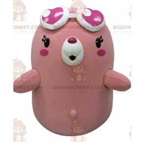 BIGGYMONKEY™ Costume da mascotte Orso rosa e bianco con