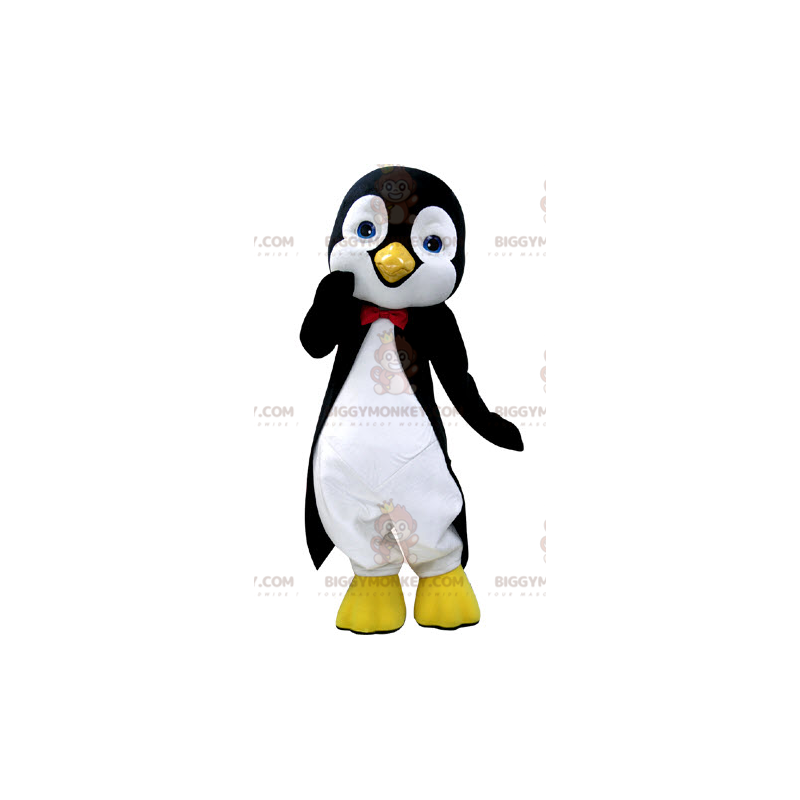 Traje de mascote BIGGYMONKEY™ Pinguim preto e branco com lindos