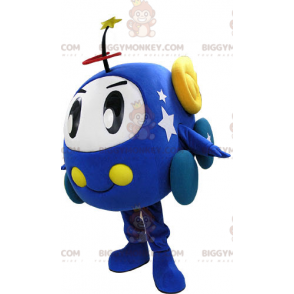 Traje de mascote de carro azul e branco BIGGYMONKEY™. Fantasia