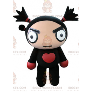 Hårdt udseende sort og rød dukke BIGGYMONKEY™ maskotkostume -