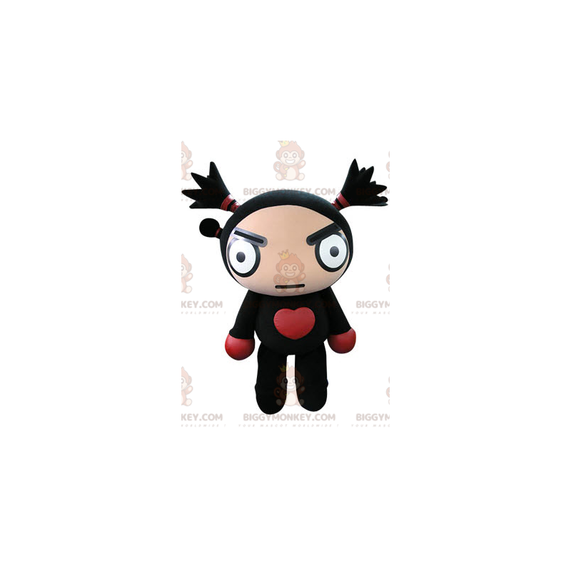 Costume de mascotte BIGGYMONKEY™ de poupée noire et rouge à