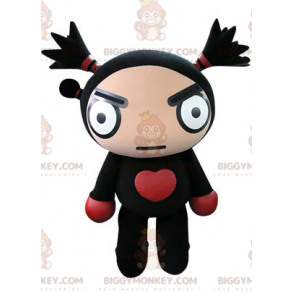 Costume de mascotte BIGGYMONKEY™ de poupée noire et rouge à