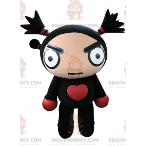 Κοστούμι μασκότ BIGGYMONKEY™ με μαύρη και κόκκινη κούκλα -
