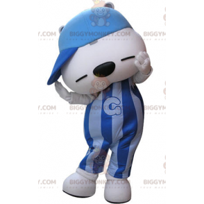 Disfraz de mascota de oso de peluche azul y blanco BIGGYMONKEY™