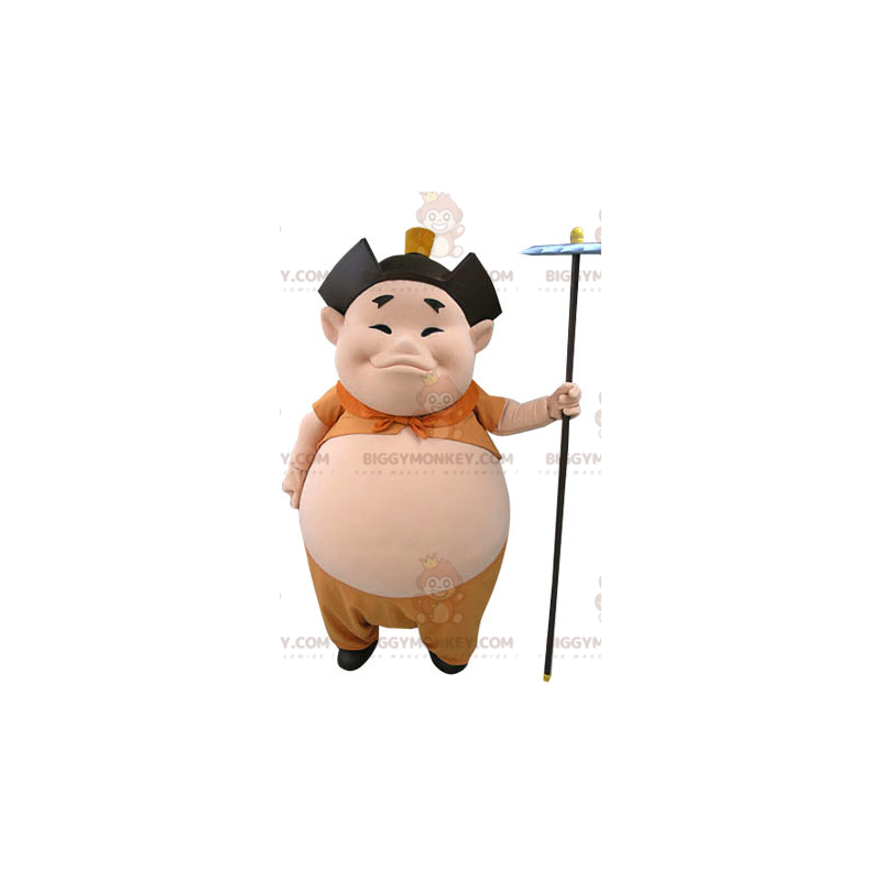 Traje de mascote de homem asiático BIGGYMONKEY™ com barriga