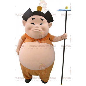 Traje de mascote de homem asiático BIGGYMONKEY™ com barriga