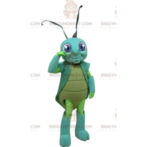 Costume de mascotte BIGGYMONKEY™ de criquet d'insecte vert et