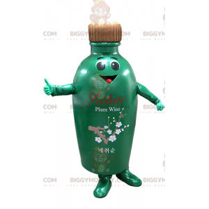 Kostium maskotka uśmiechnięta zielono-brązowa butelka
