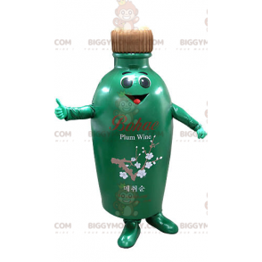 Hymyilevä vihreä ja ruskea pullo BIGGYMONKEY™ maskottiasu -