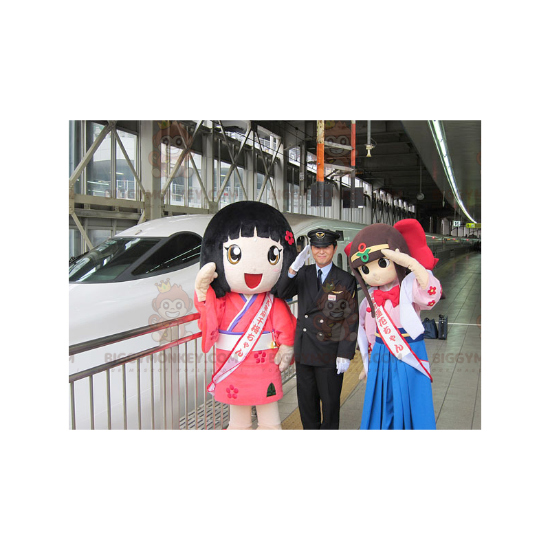 2 mascotes BIGGYMONKEY™ de garotas de mangá japonesas –
