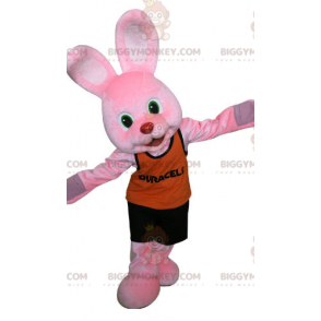 Costume de mascotte BIGGYMONKEY™ du lapin rose Duracell. Lapin
