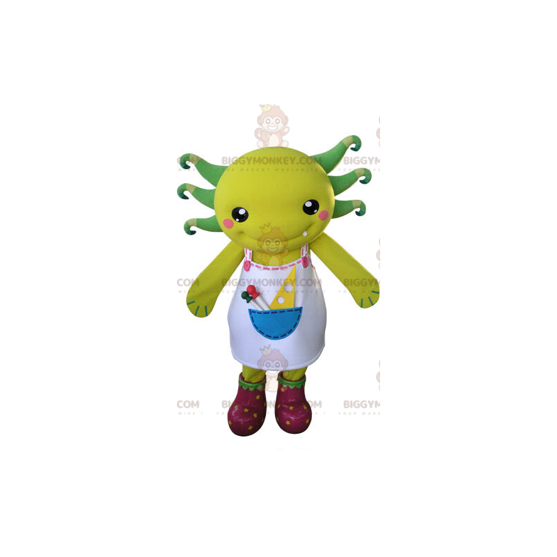 Yellow and Green Creature BIGGYMONKEY™ Mascot Costume with