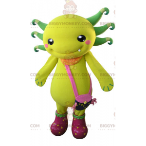 Costume de mascotte BIGGYMONKEY™ de créature jaune et verte