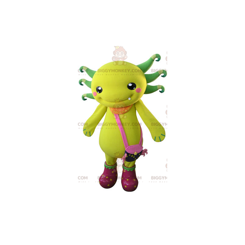 Disfraz de mascota Criatura amarilla y verde BIGGYMONKEY™ con
