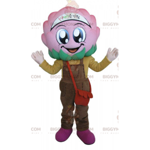 Costume da mascotte BIGGYMONKEY™ fiore cavolo rosa con tuta -