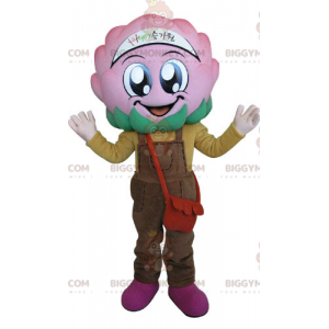 Fantasia de mascote BIGGYMONKEY™ de flor de repolho rosa com