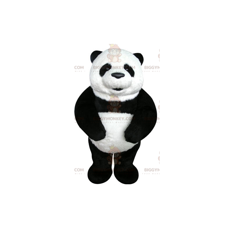 Muy bonito y realista disfraz de mascota panda blanco y negro