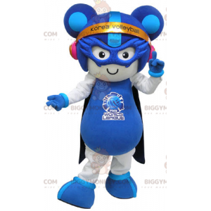 Costume de mascotte BIGGYMONKEY™ de souris blanche et bleue en